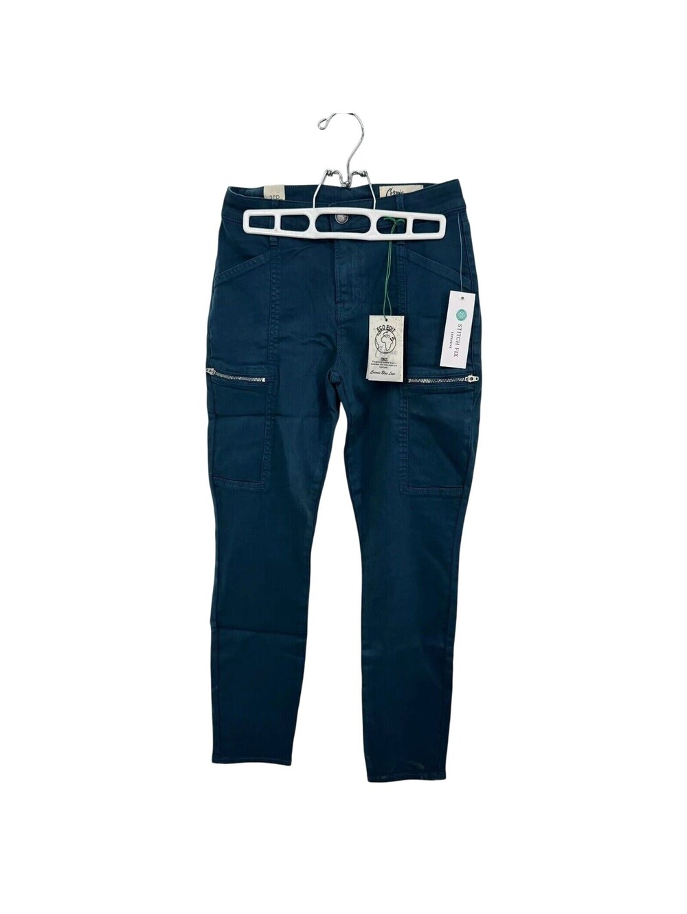 Cosmic Blue Love Womens High Rise Curvy Cargo Pants Skinny Leg Size 26P Blue
